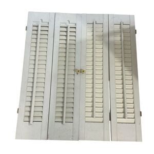 Vintage Bi fold Interior 24.5” x 28”’Wood Window Plantation White Shutters